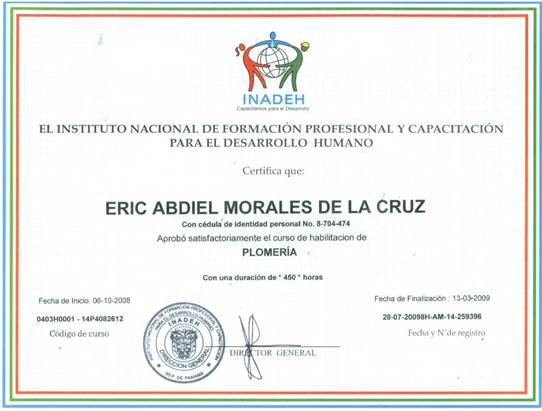 Curso De Habilitación De Plomeria eric morales